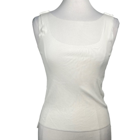 BABETTE Bi-Level Mesh Tank Hi-Low Hem Double aLayer Scoop Neck Top Cream NWT - Picture 1 of 5